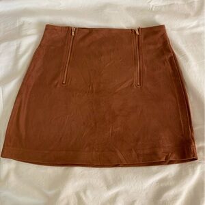 SHEIN Tan Mini Skirt with Zipper Details